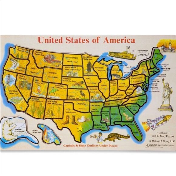 Sealed large 48 piece USA States Floor Puzzle Kids - Picture 1 of 4